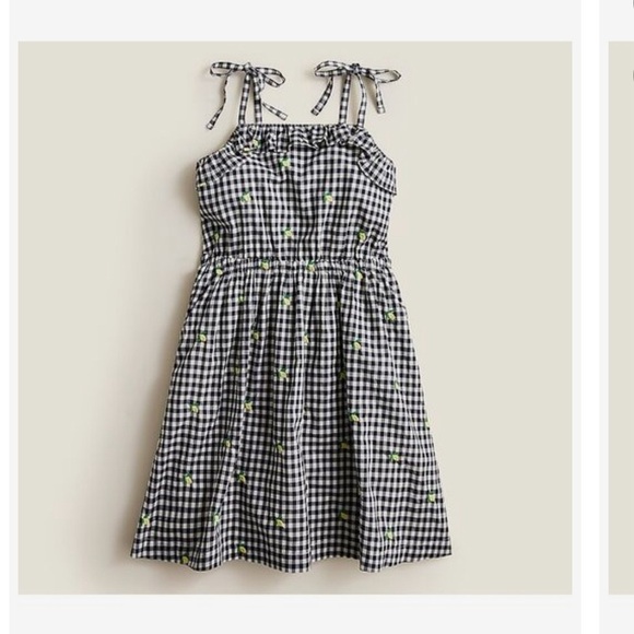Crewcuts JCrew Gingham Tie-Shoulder Lemon Dress Size 10. EUC! - Picture 1 of 8